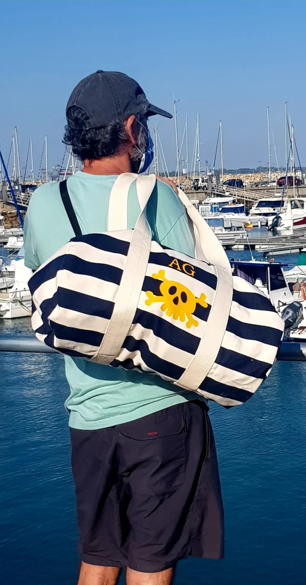bolsos de tela a rayas para profes
